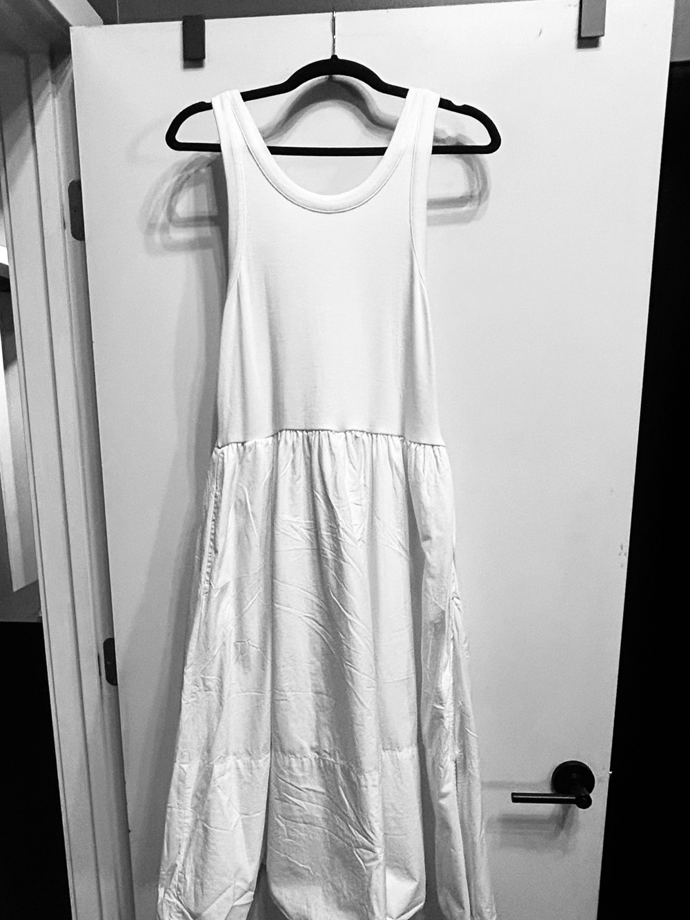 Sleeveless White Maxi Dress with Gathered Skirt